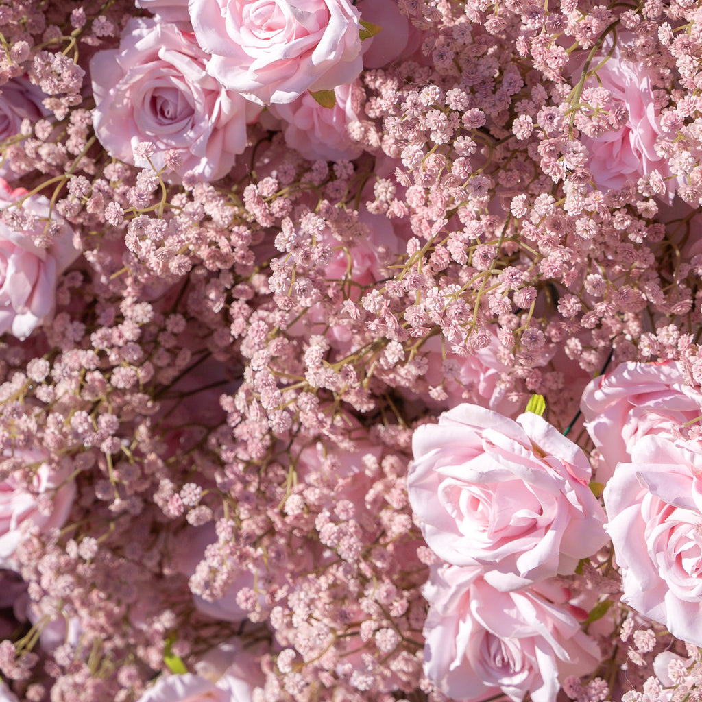 Pink Baby Breath | 3D Event-Ready Artificial Floral Wall Backdrop, Roll-Up Fabric | Shipping Included