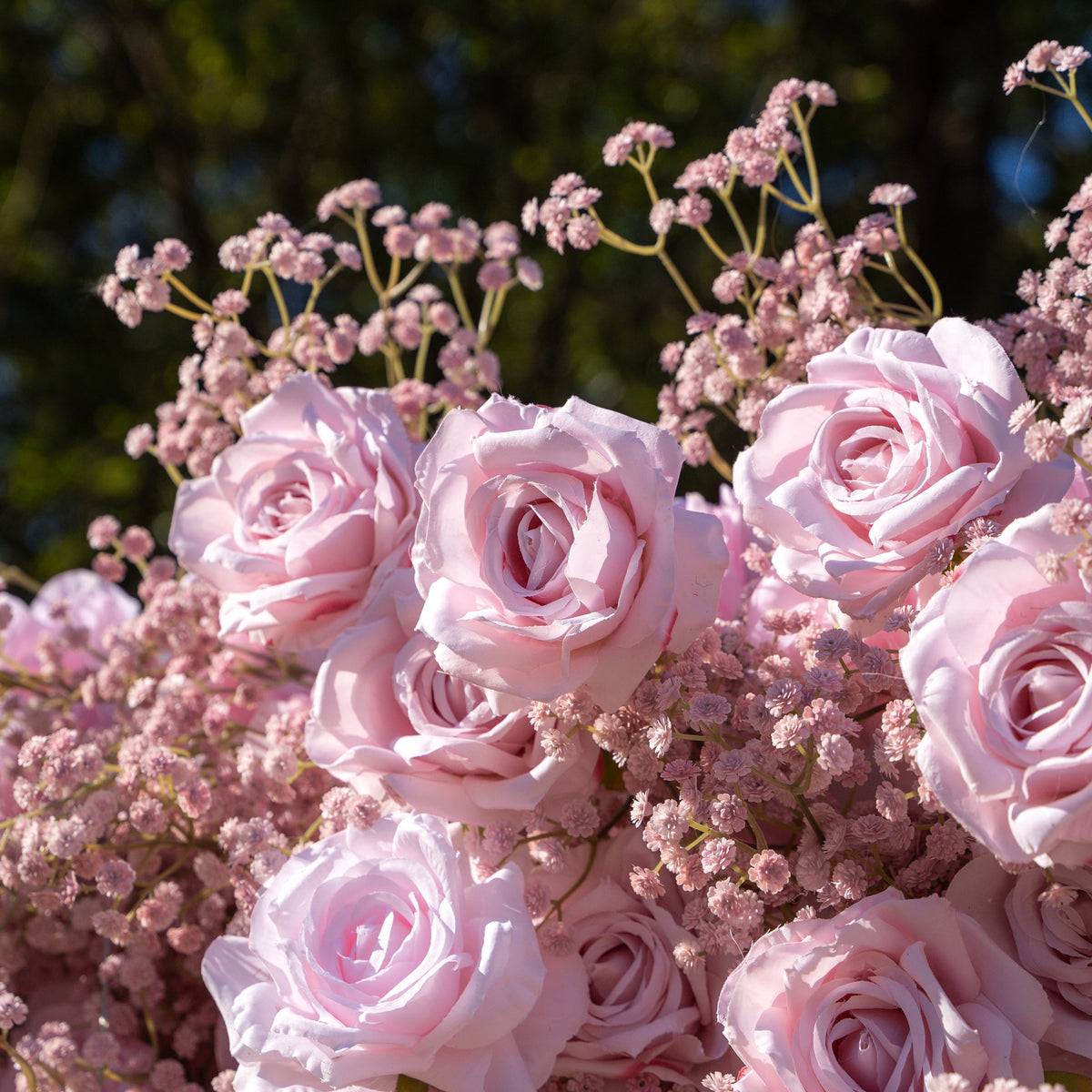 Pink Baby Breath | 3D Event-Ready Artificial Floral Wall Backdrop, Roll-Up Fabric | Shipping Included
