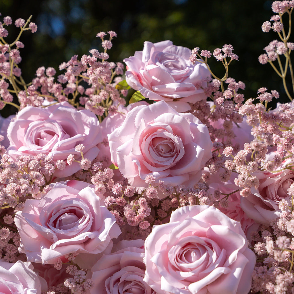 Pink Baby Breath | 3D Event-Ready Artificial Floral Wall Backdrop, Roll-Up Fabric | Shipping Included