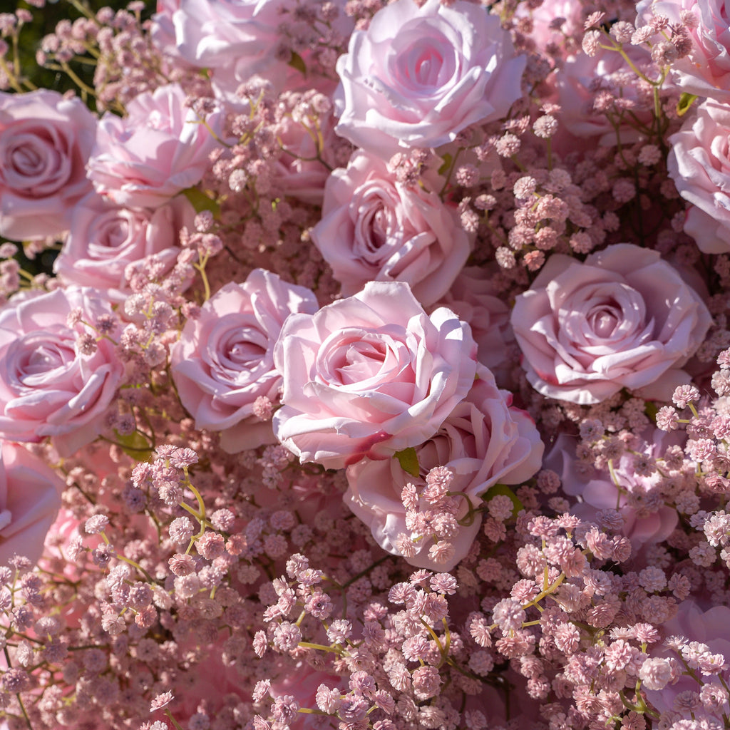 Pink Baby Breath | 3D Event-Ready Artificial Floral Wall Backdrop, Roll-Up Fabric | Shipping Included