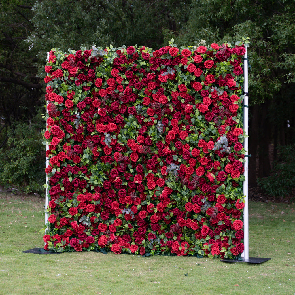 Rouge | 3D Event-Ready Artificial Floral Wall Backdrop, Roll-Up Fabric (In US Stock5-7 Days Delivered) | Shipping Included