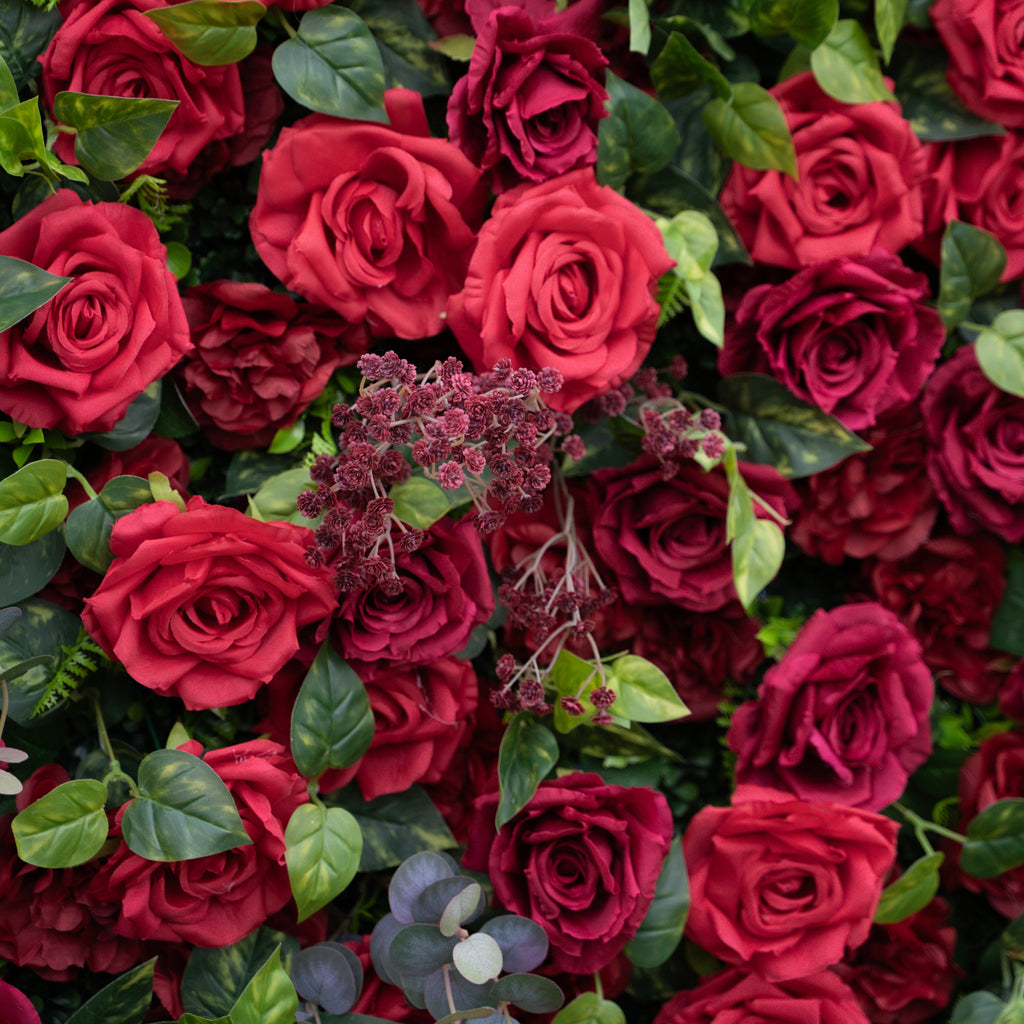 Rouge | 3D Event-Ready Artificial Floral Wall Backdrop, Roll-Up Fabric (In US Stock5-7 Days Delivered) | Shipping Included