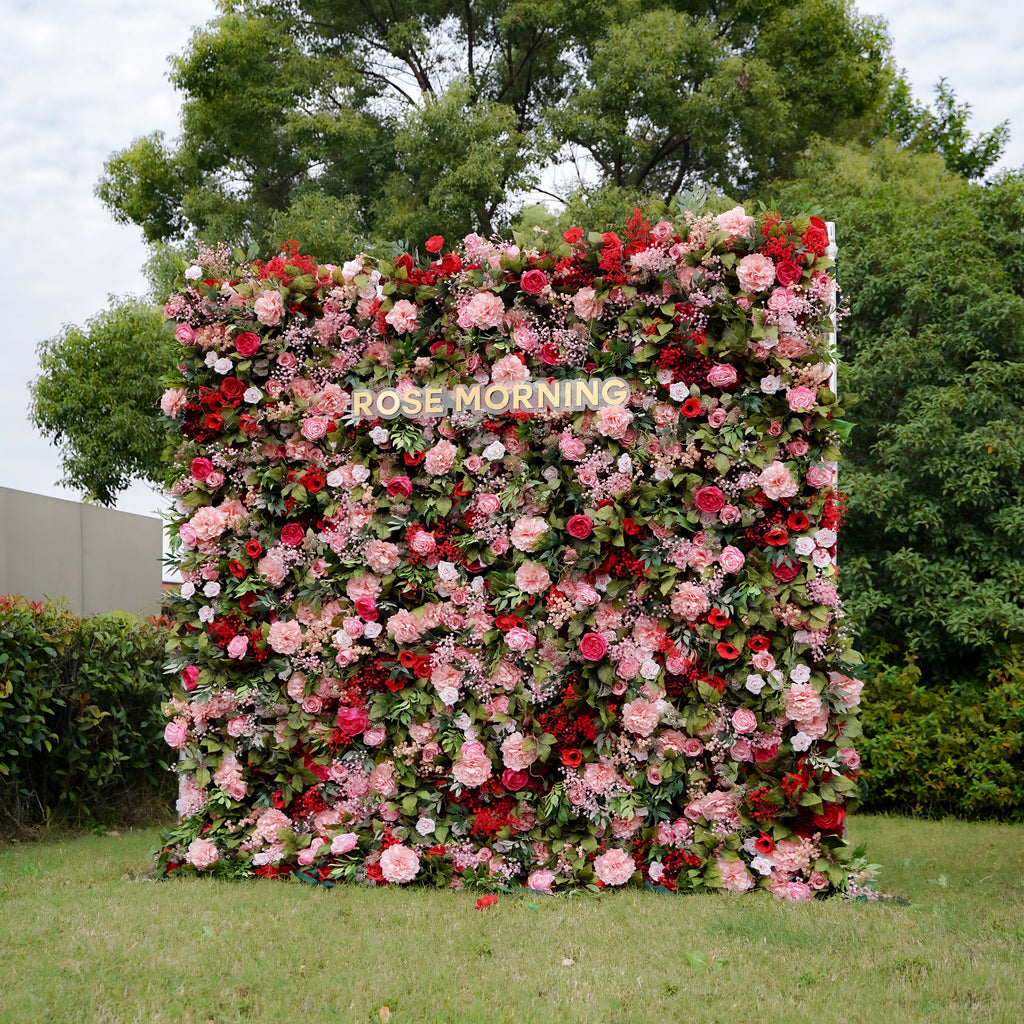 Freya 5D Fabric Artificial rolling up curtain flower wall Rose Morning
