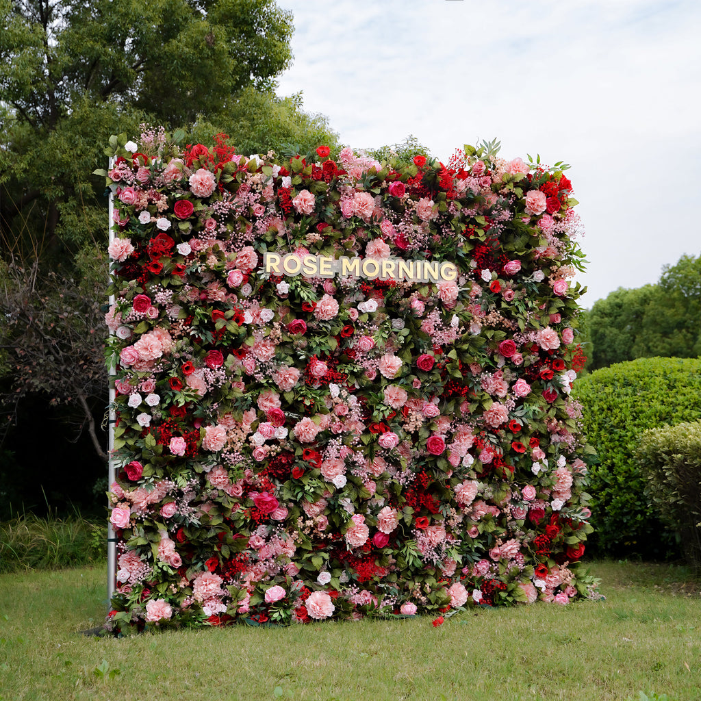Freya 5D Fabric Artificial rolling up curtain flower wall Rose Morning