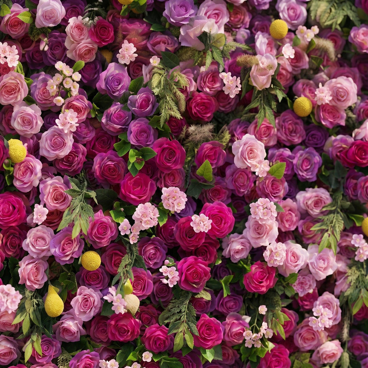 Daelsora | Luxury 5D Berry Purple & Fuchsia Pink Silk Floral Wall Backdrop for Modern Weddings & Galas | Shipping Included