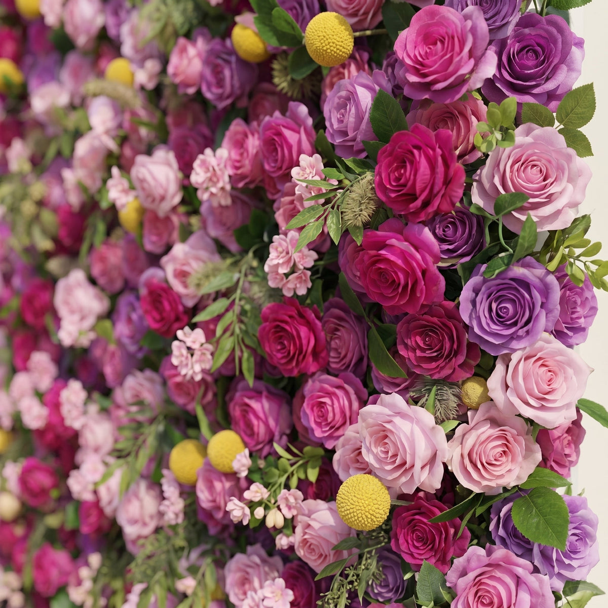 Daelsora | Luxury 5D Berry Purple & Fuchsia Pink Silk Floral Wall Backdrop for Modern Weddings & Galas | Shipping Included