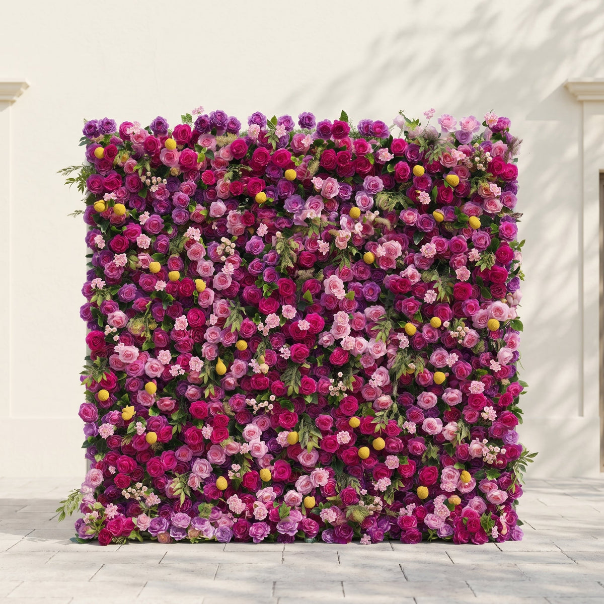 Daelsora | Luxury 5D Berry Purple & Fuchsia Pink Silk Floral Wall Backdrop for Modern Weddings & Galas | Shipping Included