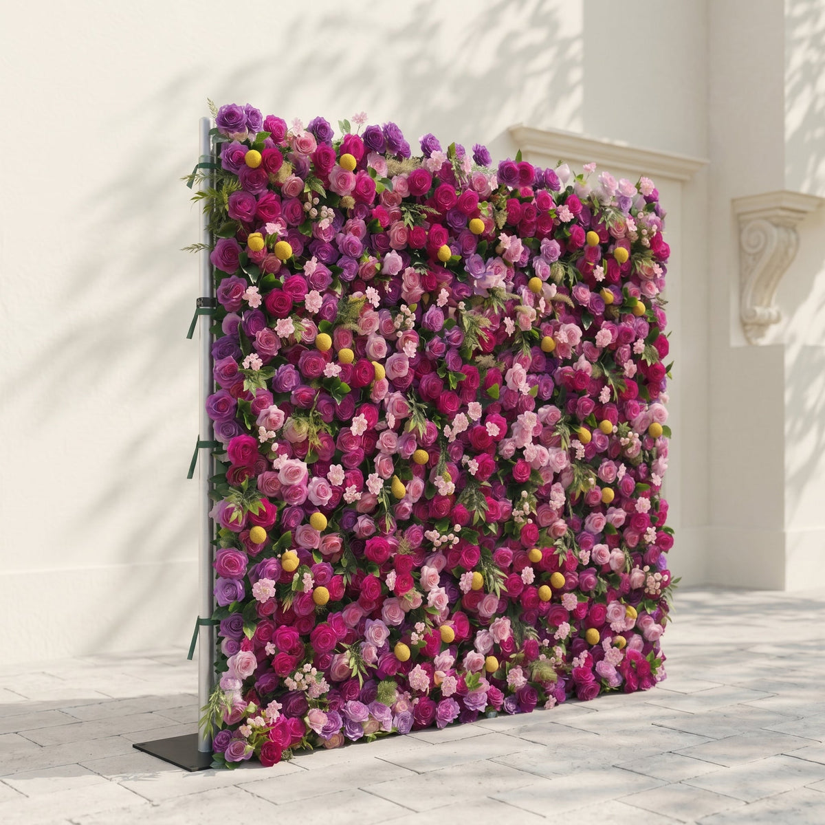 Daelsora | Luxury 5D Berry Purple & Fuchsia Pink Silk Floral Wall Backdrop for Modern Weddings & Galas | Shipping Included