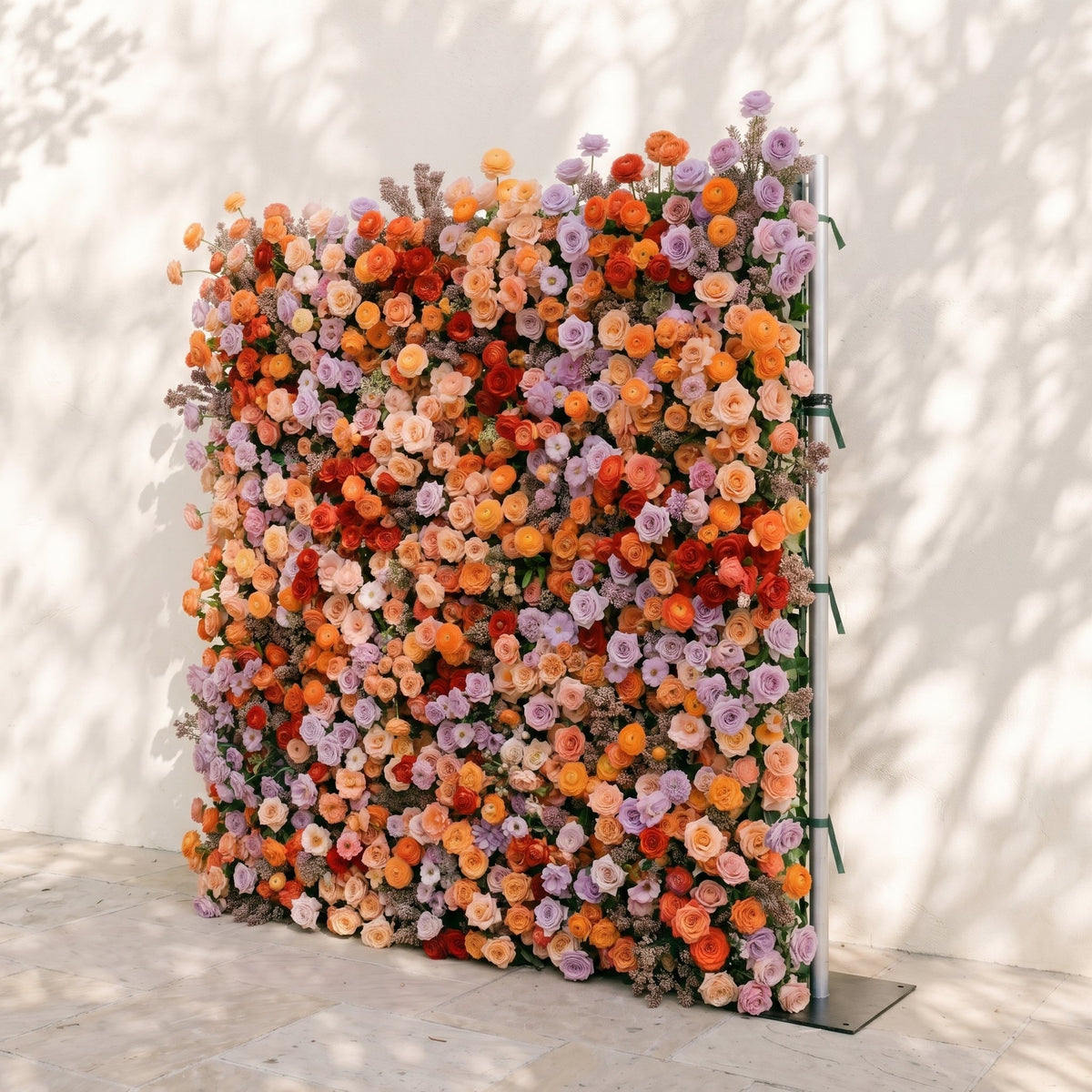 Daelyne | Luxury 5D Sunset Orange & Lavender Event-Ready Silk Floral Wall Backdrop for Warm Summer Weddings | Shipping Included