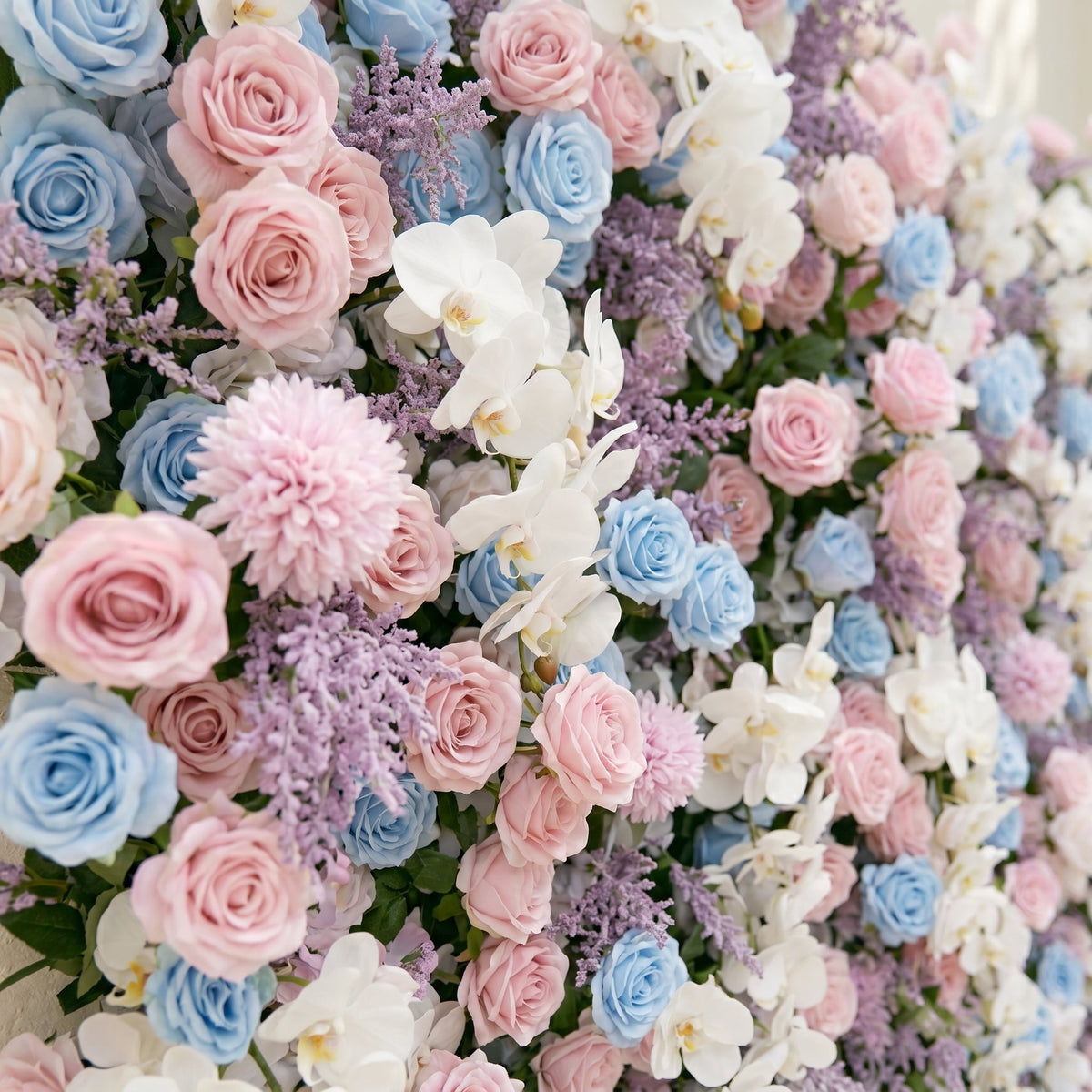 Davilyne | Vibrant 5D Pastel Pink & Blue Event-Ready Floral Wall Backdrop for Whimsical Bridal Showers & Celebrations | Shipping Included