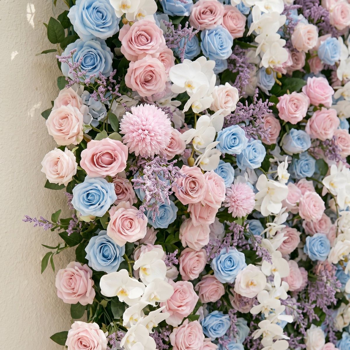 Davilyne | Vibrant 5D Pastel Pink & Blue Event-Ready Floral Wall Backdrop for Whimsical Bridal Showers & Celebrations | Shipping Included