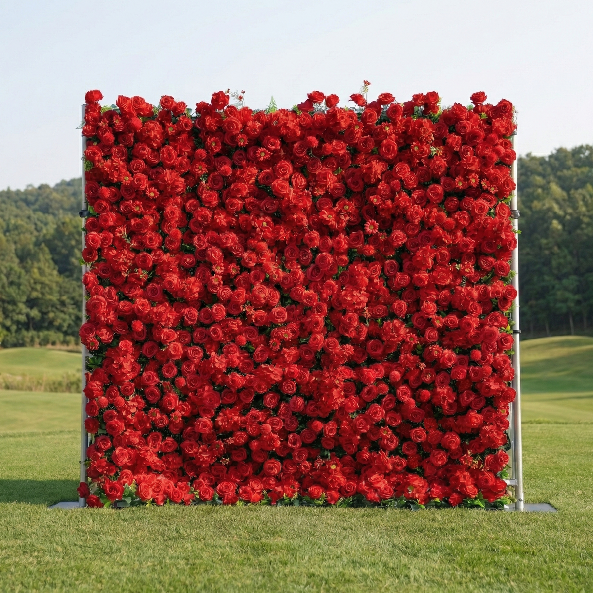 Ellis | Luxury 5D Crimson Event-Ready Silk Rose Floral Wall Backdrop for Romantic Proposals & Luxury Wedding Event | Shipping Included