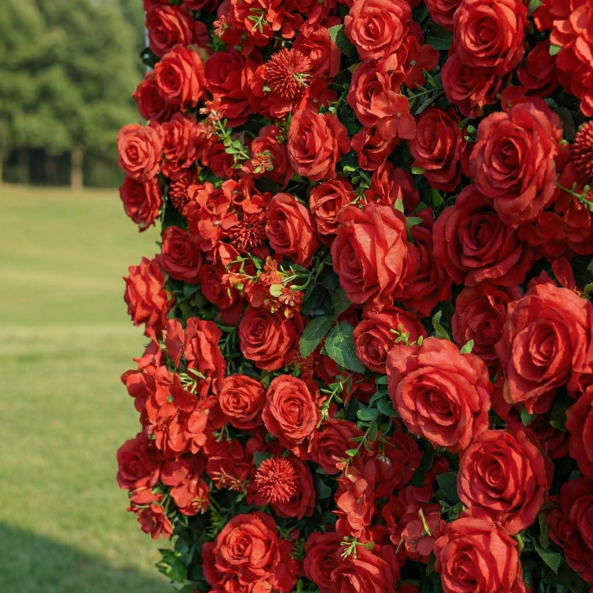 Ellis | Luxury 5D Crimson Event-Ready Silk Rose Floral Wall Backdrop for Romantic Proposals & Luxury Wedding Event | Shipping Included