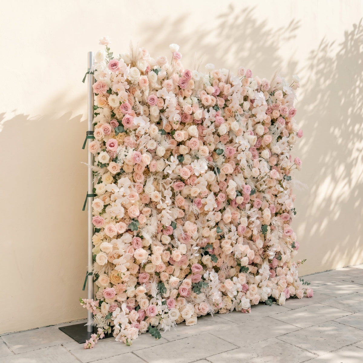 Elvenessa | 5D Neutral Warm Blush Pink & Ivory White Event-Ready Silk Rose Floral Wall Backdrop for Romantic Wedding & Proposal Setups | Shipping Included