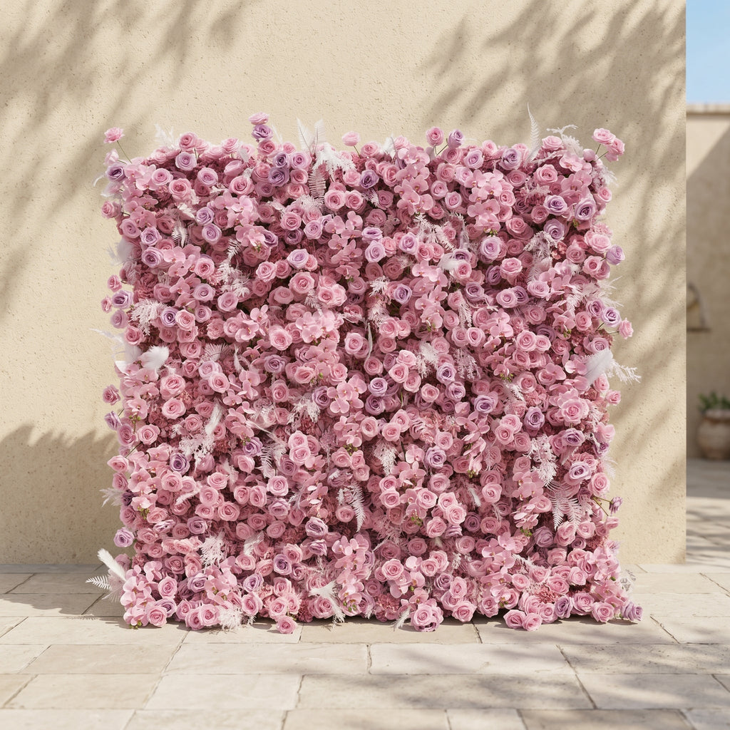 Emberiva | Luxury 5D Pink Silk Event-Ready Floral Wall Backdrop for Elegant Minimalist Weddings | Shipping Included