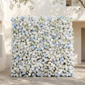 Fiorelle | 5D Dusty Baby Blue & Ivory White Event-Ready Silk Rose Floral Wall Backdrop for Romantic Wedding & Proposal Setups | Shipping Included