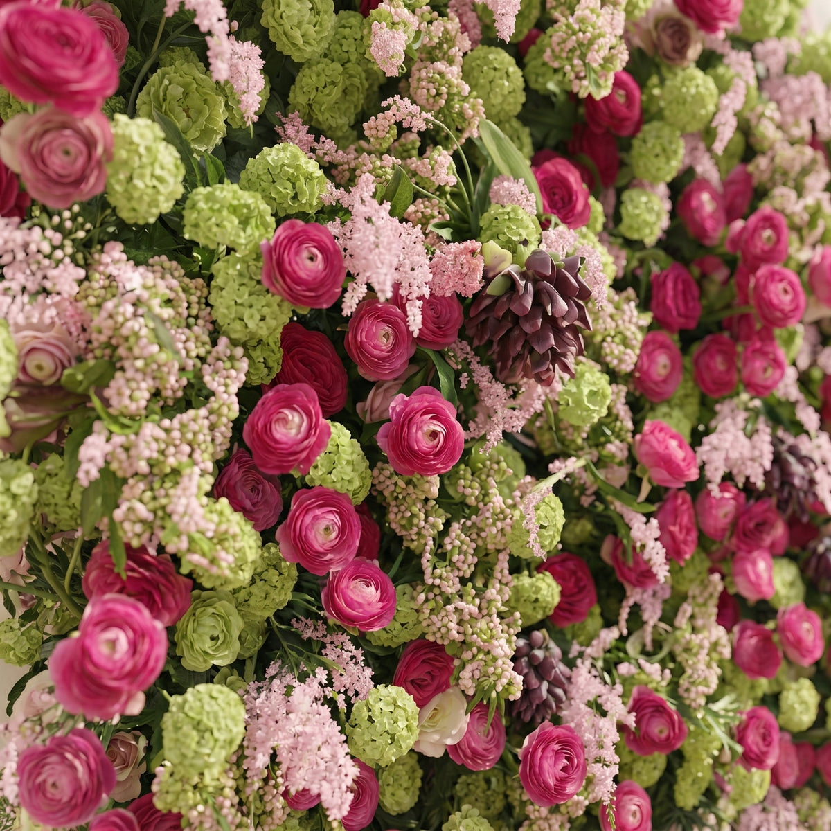 Floria | Luxury 5D Hot Pink & Green Event-Ready Silk Floral Wall Backdrop for Vibrant Summer Parties & Events | Shipping Included