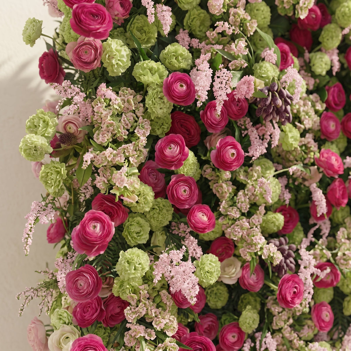 Floria | Luxury 5D Hot Pink & Green Event-Ready Silk Floral Wall Backdrop for Vibrant Summer Parties & Events | Shipping Included