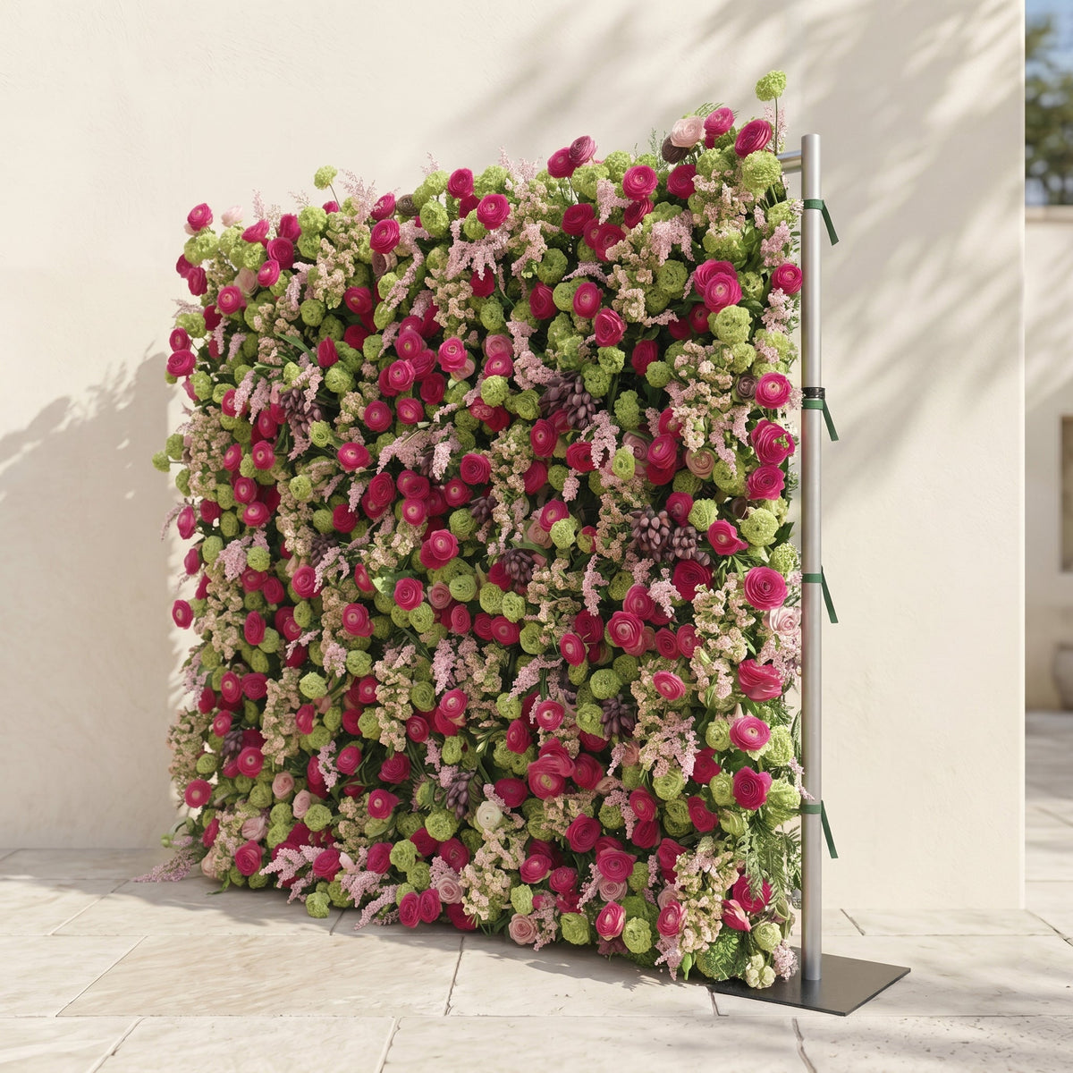 Floria | Luxury 5D Hot Pink & Green Event-Ready Silk Floral Wall Backdrop for Vibrant Summer Parties & Events | Shipping Included
