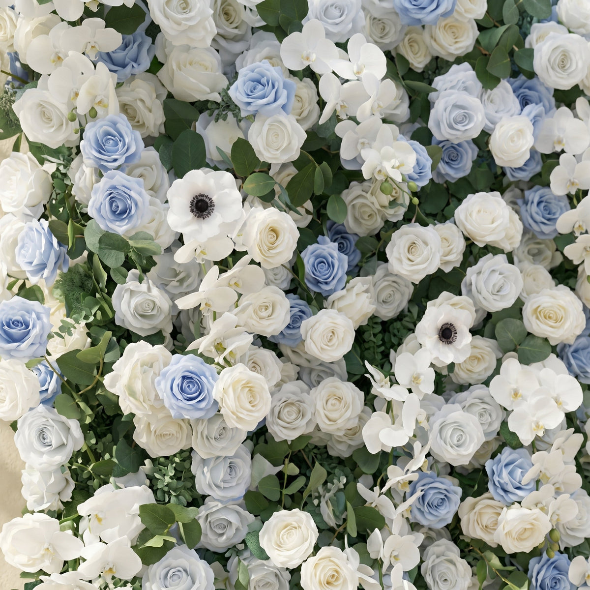 Glenena | Elegant 5D Sky Blue & White Event-Ready Floral Wall Backdrop for Bright Spring Wedding Aesthetics | Shipping Included