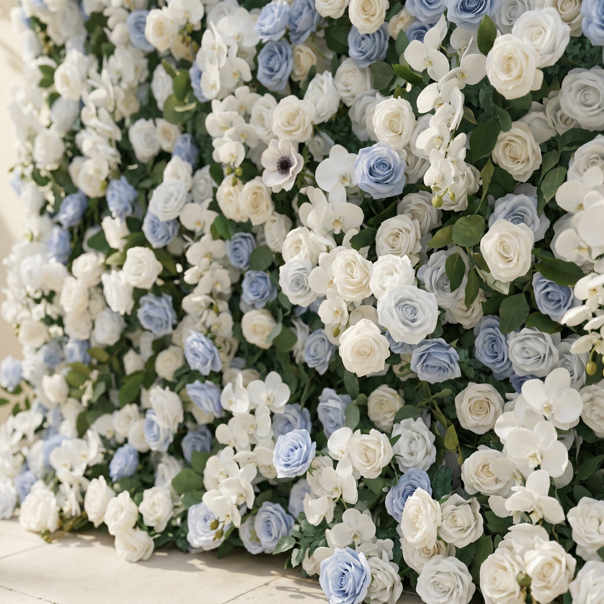 Glenena | Elegant 5D Sky Blue & White Event-Ready Floral Wall Backdrop for Bright Spring Wedding Aesthetics | Shipping Included