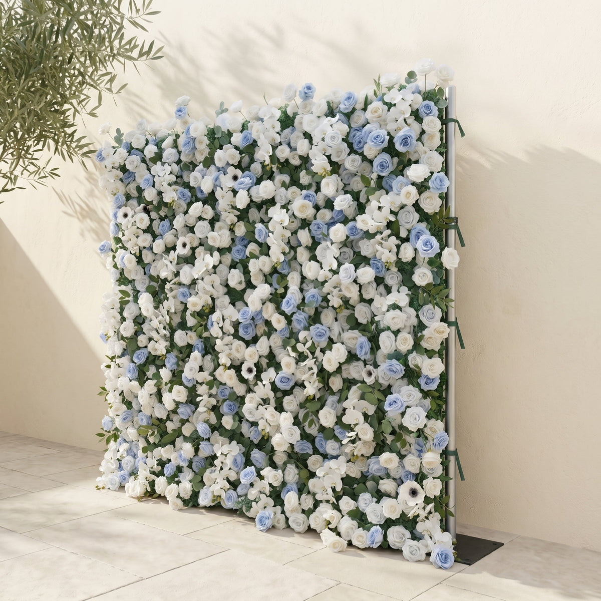 Glenena | Elegant 5D Sky Blue & White Event-Ready Floral Wall Backdrop for Bright Spring Wedding Aesthetics | Shipping Included