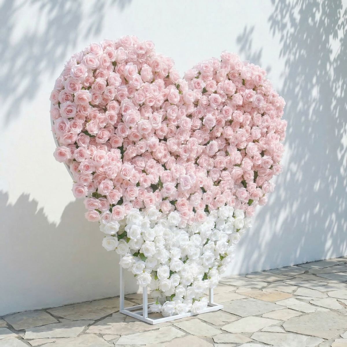Ismira | 3D Dreamy Pink & Ivory Heart-Shaped Event-Ready Artificial Floral Backdrop for Sweet Proposals & Weddings | Shipping Included
