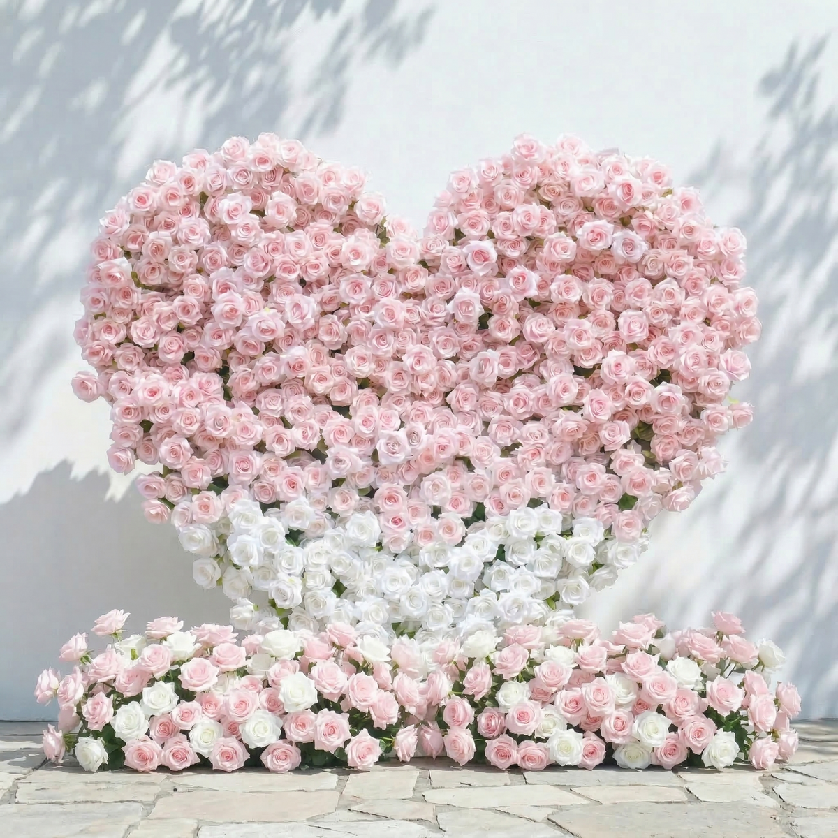 Ismira | 3D Dreamy Pink & Ivory Heart-Shaped Event-Ready Artificial Floral Backdrop for Sweet Proposals & Weddings | Shipping Included