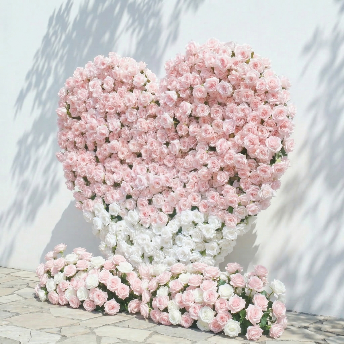 Ismira | 3D Dreamy Pink & Ivory Heart-Shaped Event-Ready Artificial Floral Backdrop for Sweet Proposals & Weddings | Shipping Included