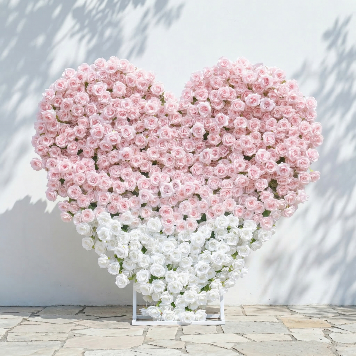 Ismira | 3D Dreamy Pink & Ivory Heart-Shaped Event-Ready Artificial Floral Backdrop for Sweet Proposals & Weddings | Shipping Included