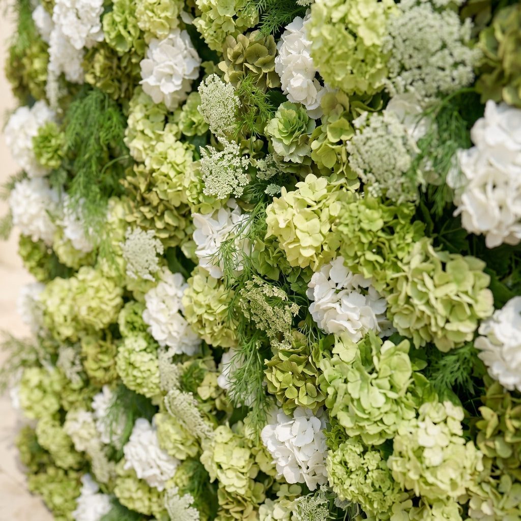 Ivelenna | Serene 5D Light Green & White Event-Ready Floral Wall Backdrop for Spring-Themed Celebrations | Shipping Included