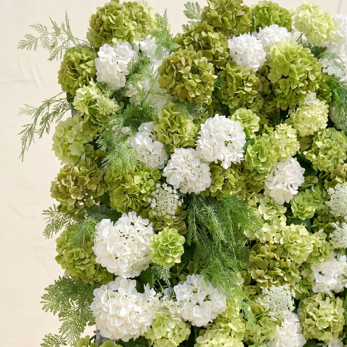 Ivelenna | Serene 5D Light Green & White Event-Ready Floral Wall Backdrop for Spring-Themed Celebrations | Shipping Included