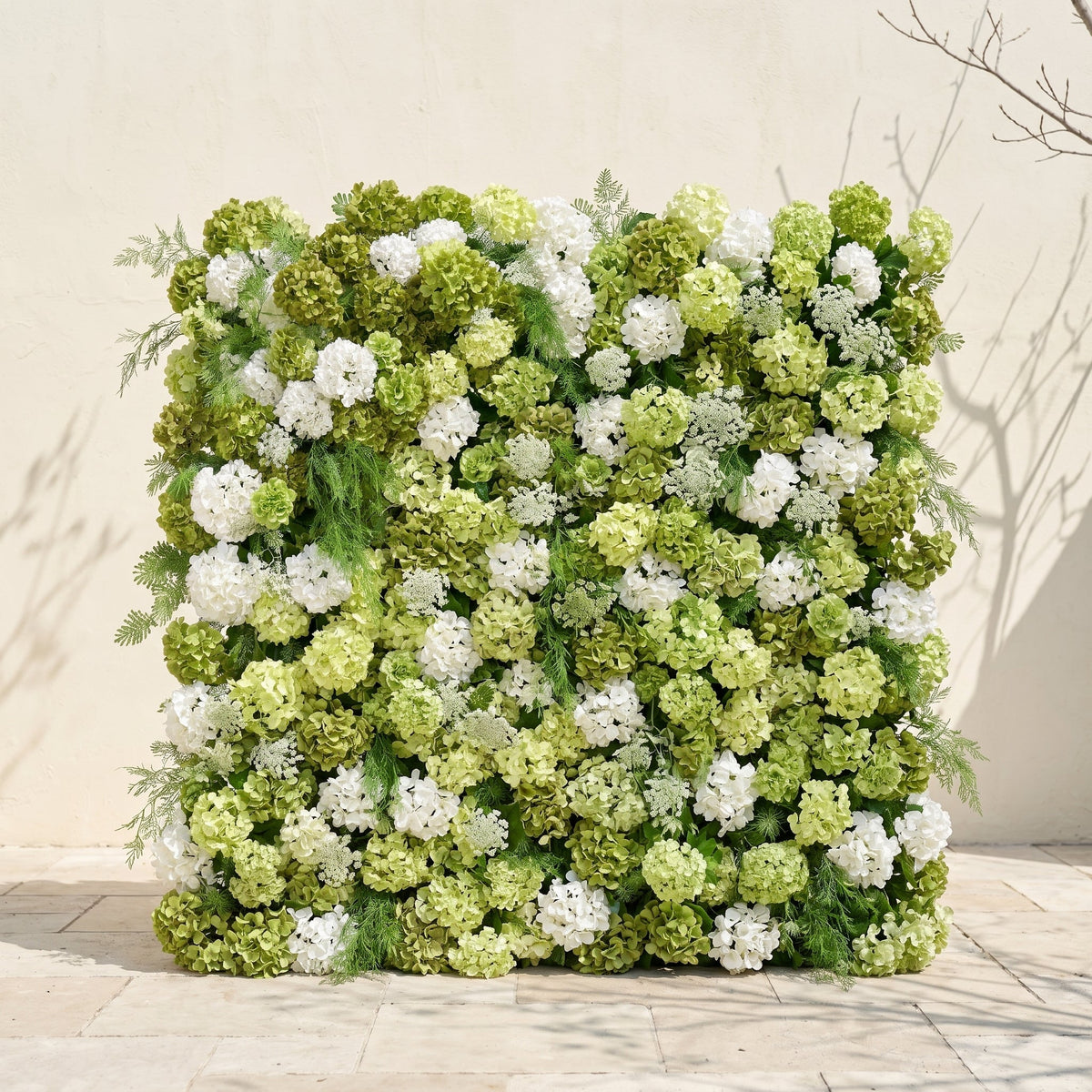 Ivelenna | Serene 5D Light Green & White Event-Ready Floral Wall Backdrop for Spring-Themed Celebrations | Shipping Included