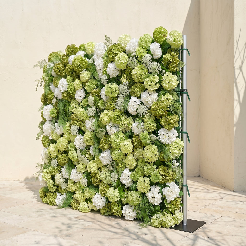 Ivelenna | Serene 5D Light Green & White Event-Ready Floral Wall Backdrop for Spring-Themed Celebrations | Shipping Included