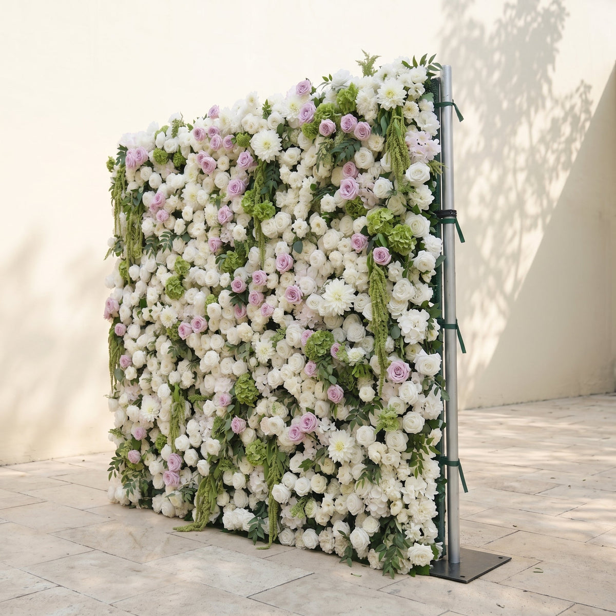 Jollyra | 5D Blush Lavender Pink & Ivory White Event-Ready Silk Rose Floral Wall Backdrop with Lush Greenery for Romantic Wedding & Proposal Setups | Shipping Included