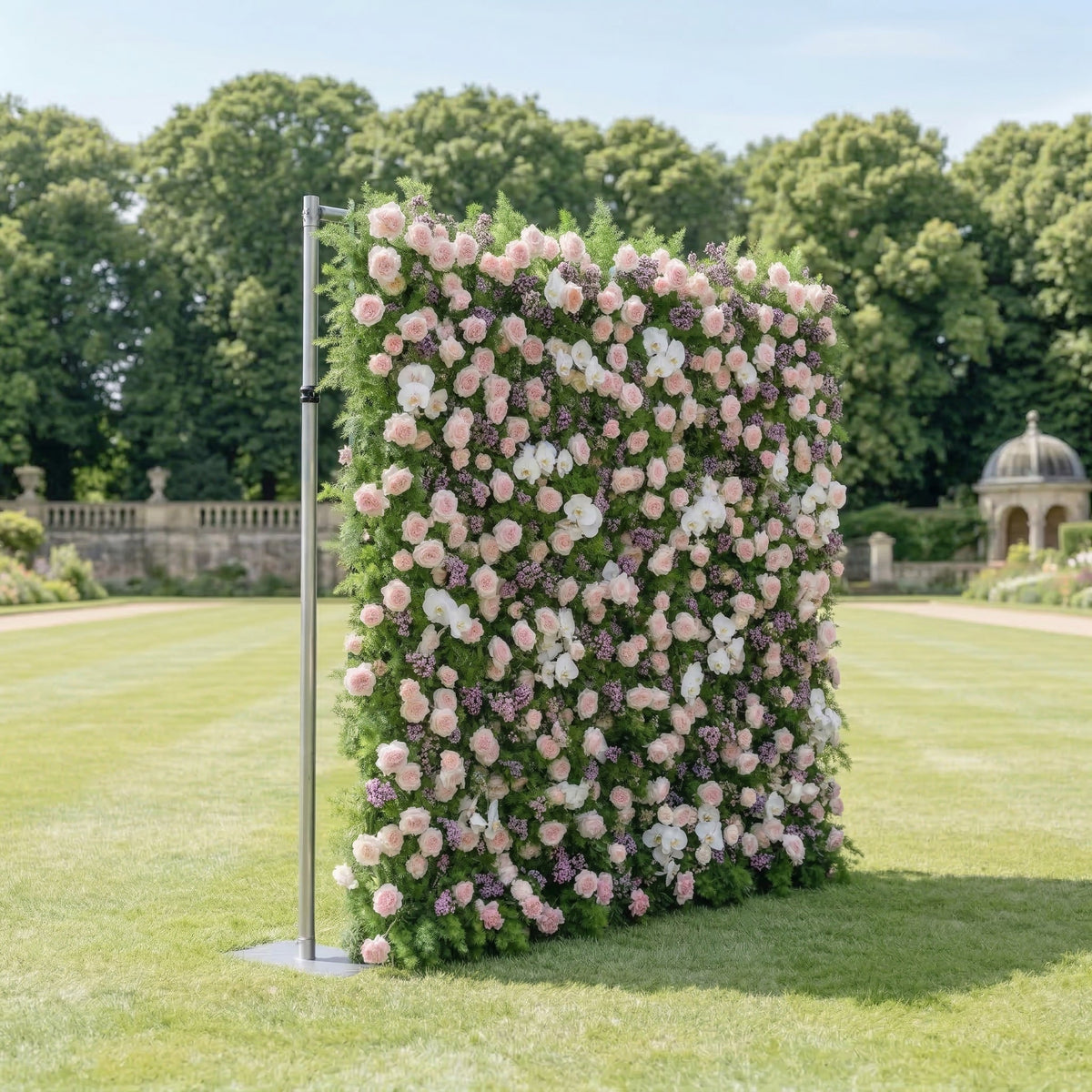 Kaevra | 5D Lush Greenery & Soft Pink Floral Event-Ready Silk Rose Floral Wall Backdrop for Elegant Events Decoration | Shipping Included