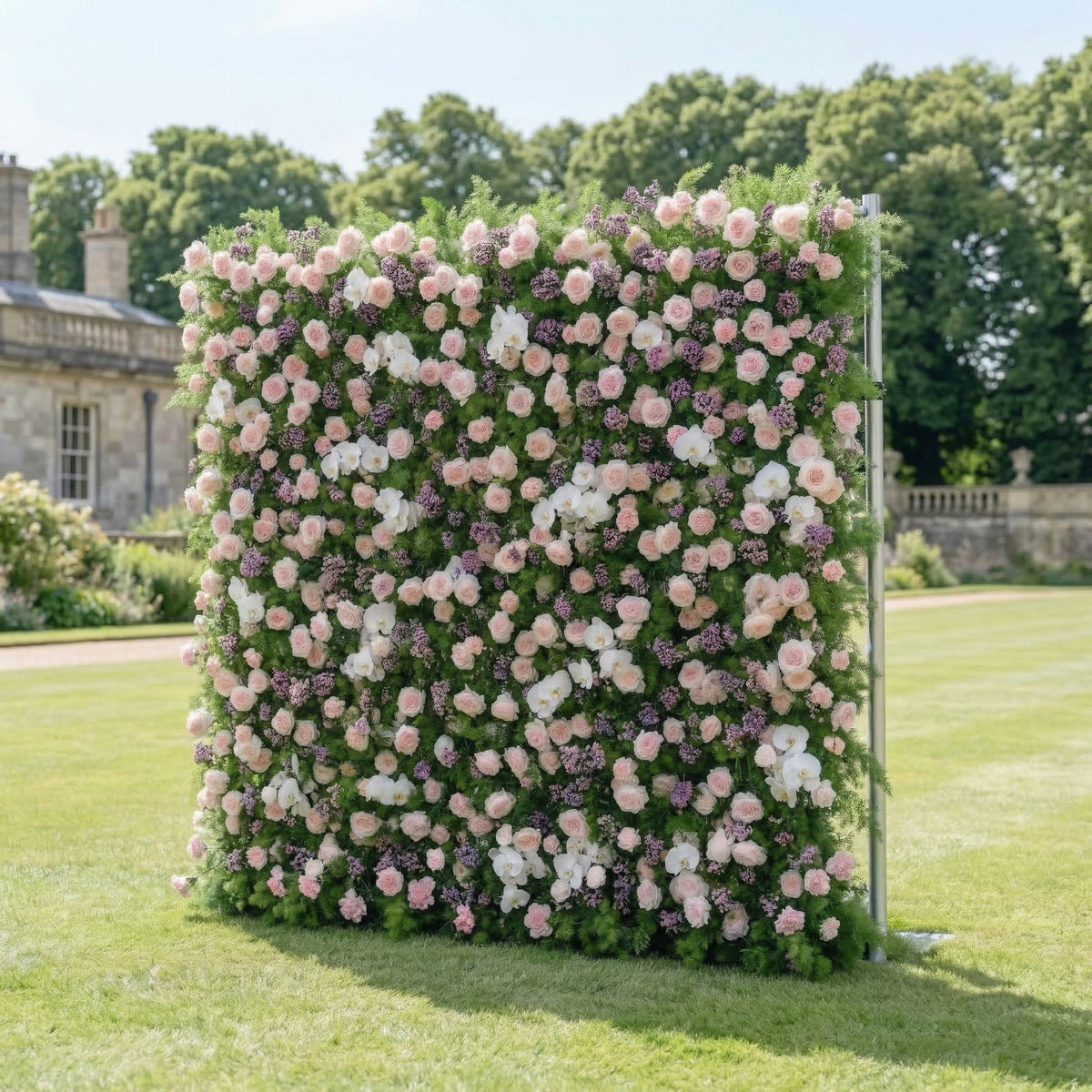 Kaevra | 5D Lush Greenery & Soft Pink Floral Event-Ready Silk Rose Floral Wall Backdrop for Elegant Events Decoration | Shipping Included
