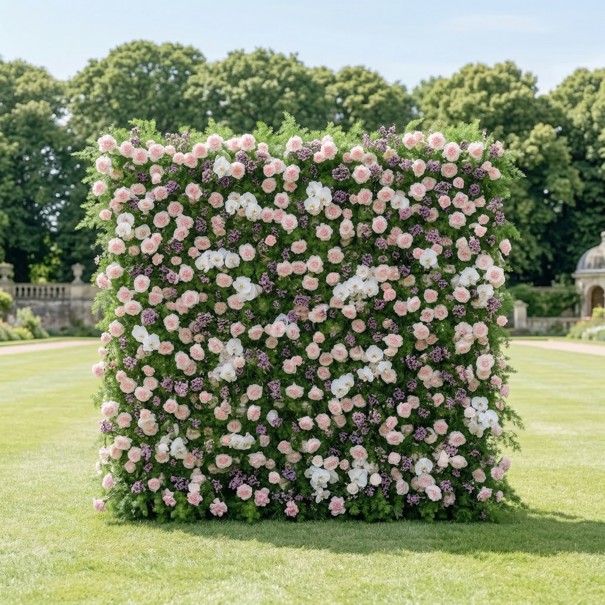 Kaevra | 5D Lush Greenery & Soft Pink Floral Event-Ready Silk Rose Floral Wall Backdrop for Elegant Events Decoration | Shipping Included