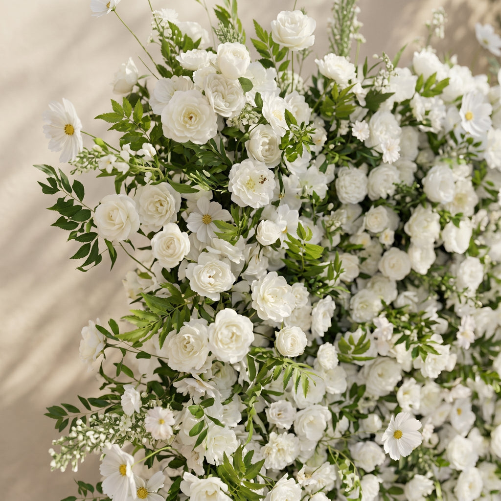 Karelalia | Premium 5D Ivory & Greenery Silk Event-Ready Floral Wall Backdrop for Elegant Minimalist Events | Shipping Included