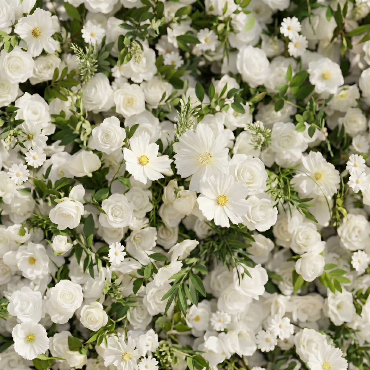 Karelalia | Premium 5D Ivory & Greenery Silk Event-Ready Floral Wall Backdrop for Elegant Minimalist Events | Shipping Included