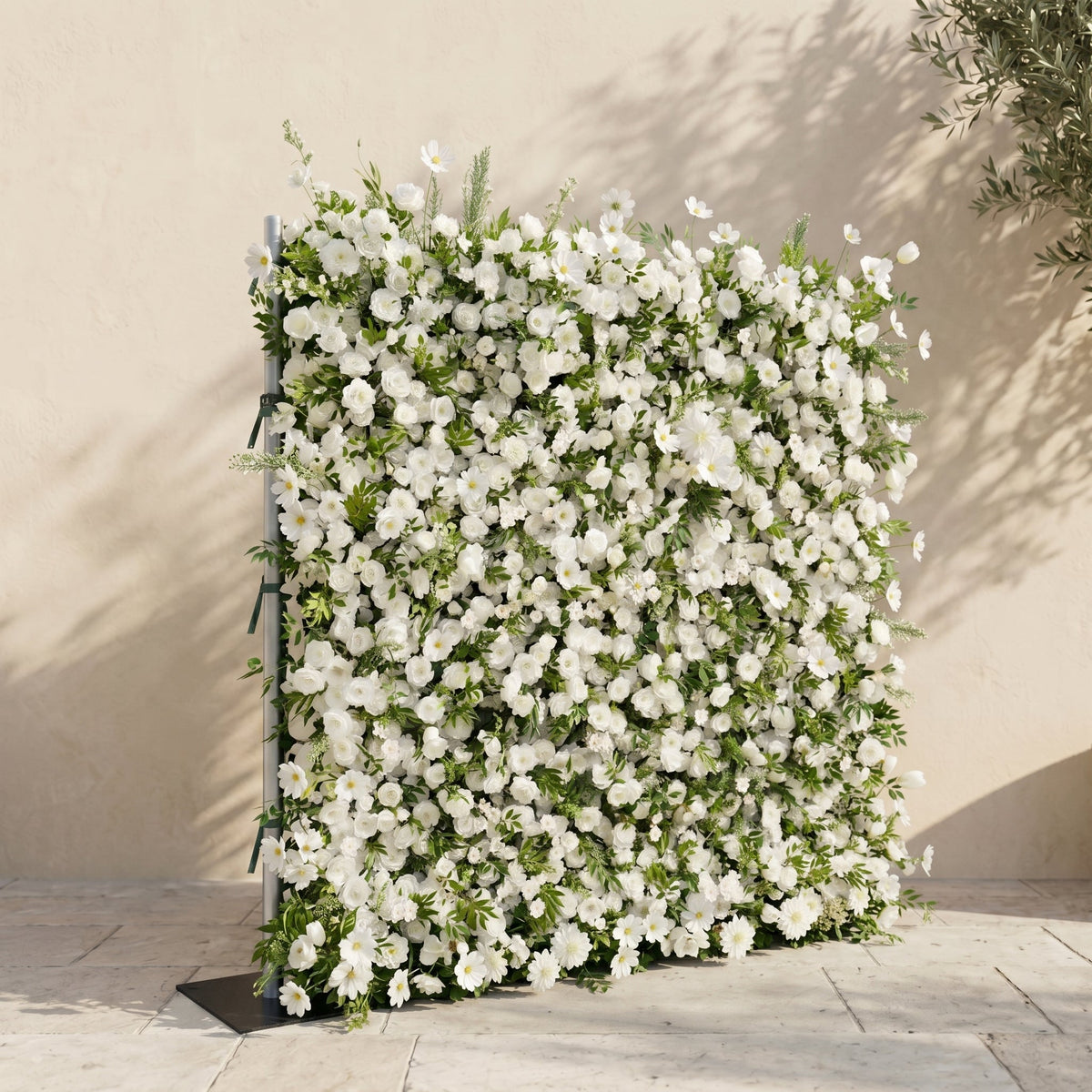 Karelalia | Premium 5D Ivory & Greenery Silk Event-Ready Floral Wall Backdrop for Elegant Minimalist Events | Shipping Included