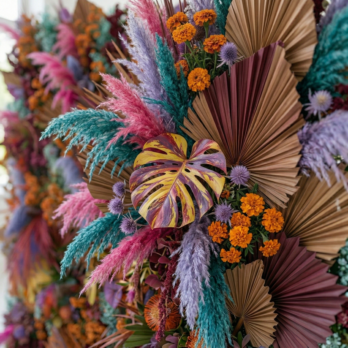 Kieran | 5D Tropical Exotic Event-Ready Silk Floral Wall Backdrop with Luxury Fashion Events & Studio Decor | Shipping Included
