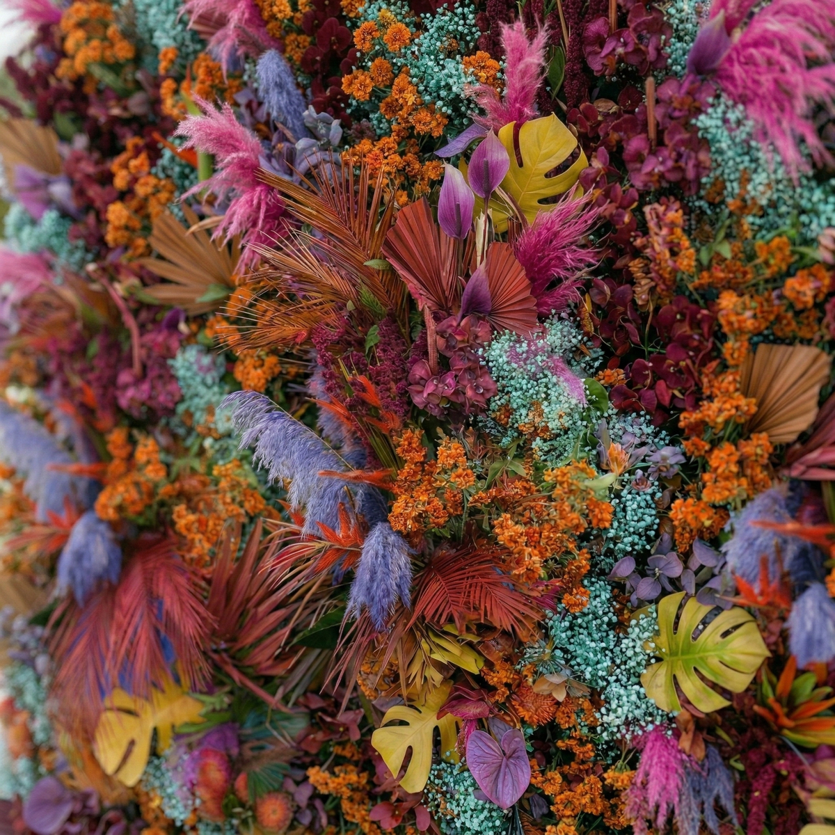 Kieran | 5D Tropical Exotic Event-Ready Silk Floral Wall Backdrop with Luxury Fashion Events & Studio Decor | Shipping Included