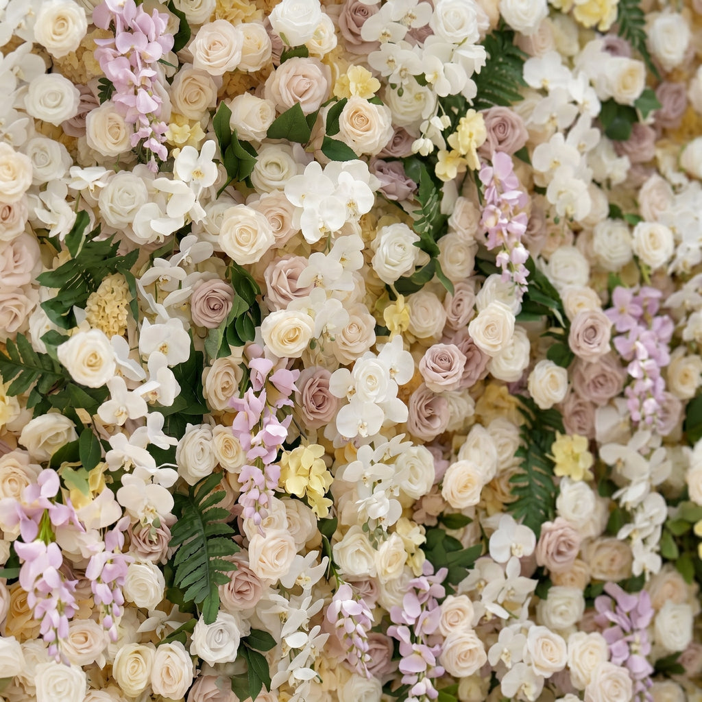 Kiralia | Luxury 5D Cream & Blush Pink Silk Event-Ready Floral Wall Backdrop for Soft Romantic Weddings | Shipping Included