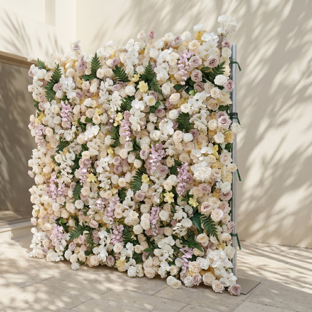 Kiralia | Luxury 5D Cream & Blush Pink Silk Event-Ready Floral Wall Backdrop for Soft Romantic Weddings | Shipping Included
