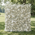 Lachlan | 5D Pure White Baby's Breath & Event-Ready Silk Rose Floral Wall Backdrop for Dreamy Wedding & Proposal | Shipping Included