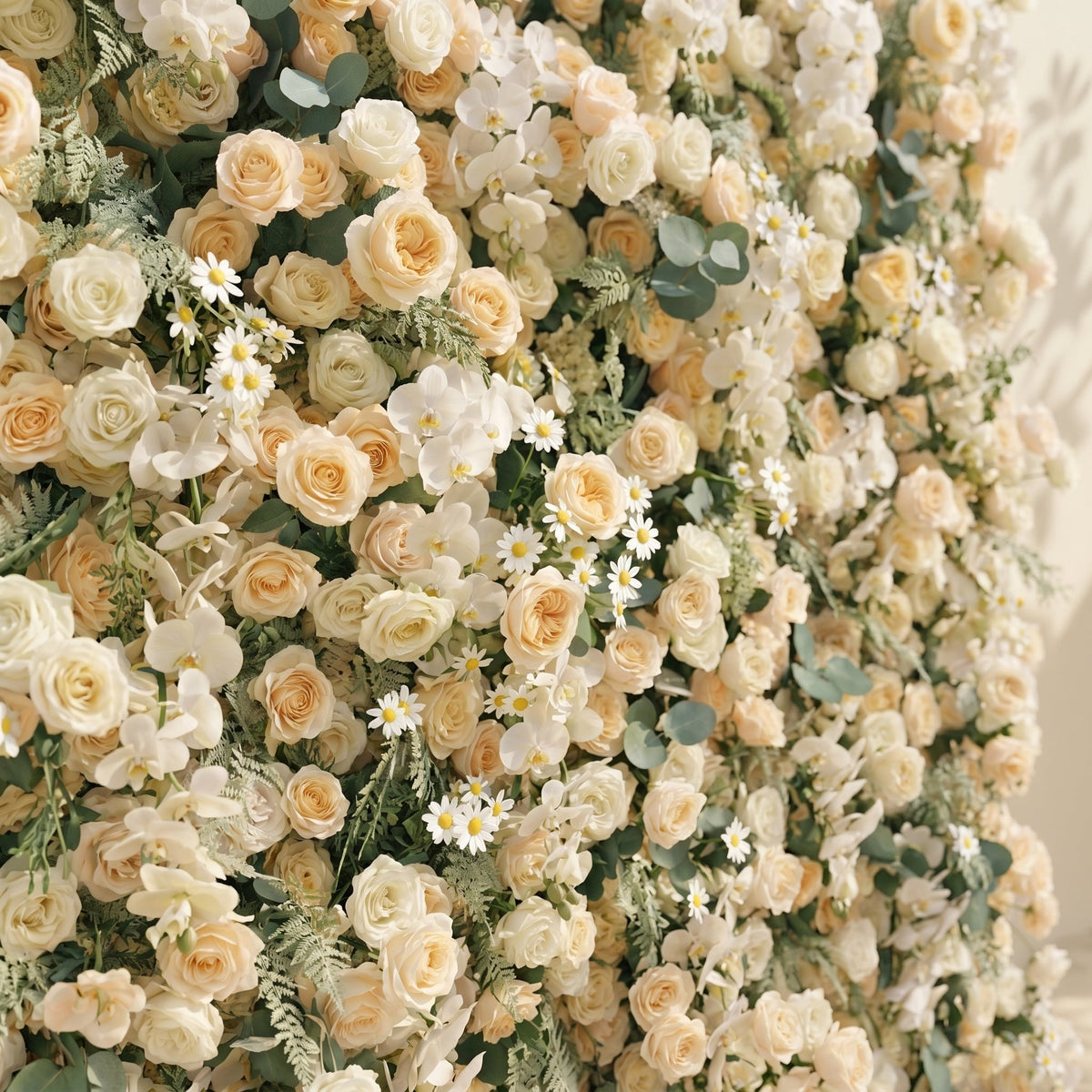 Larena | Luxury 5D Cream & Champagne Silk Event-Ready Floral Wall Backdrop for Timeless Romantic Weddings | Shipping Included