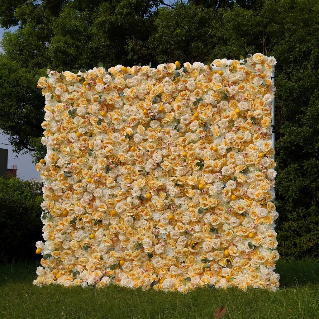 Lemon | 7D Event-Ready Artificial Floral Wall Backdrop, Roll-Up Fabric | Shipping Included