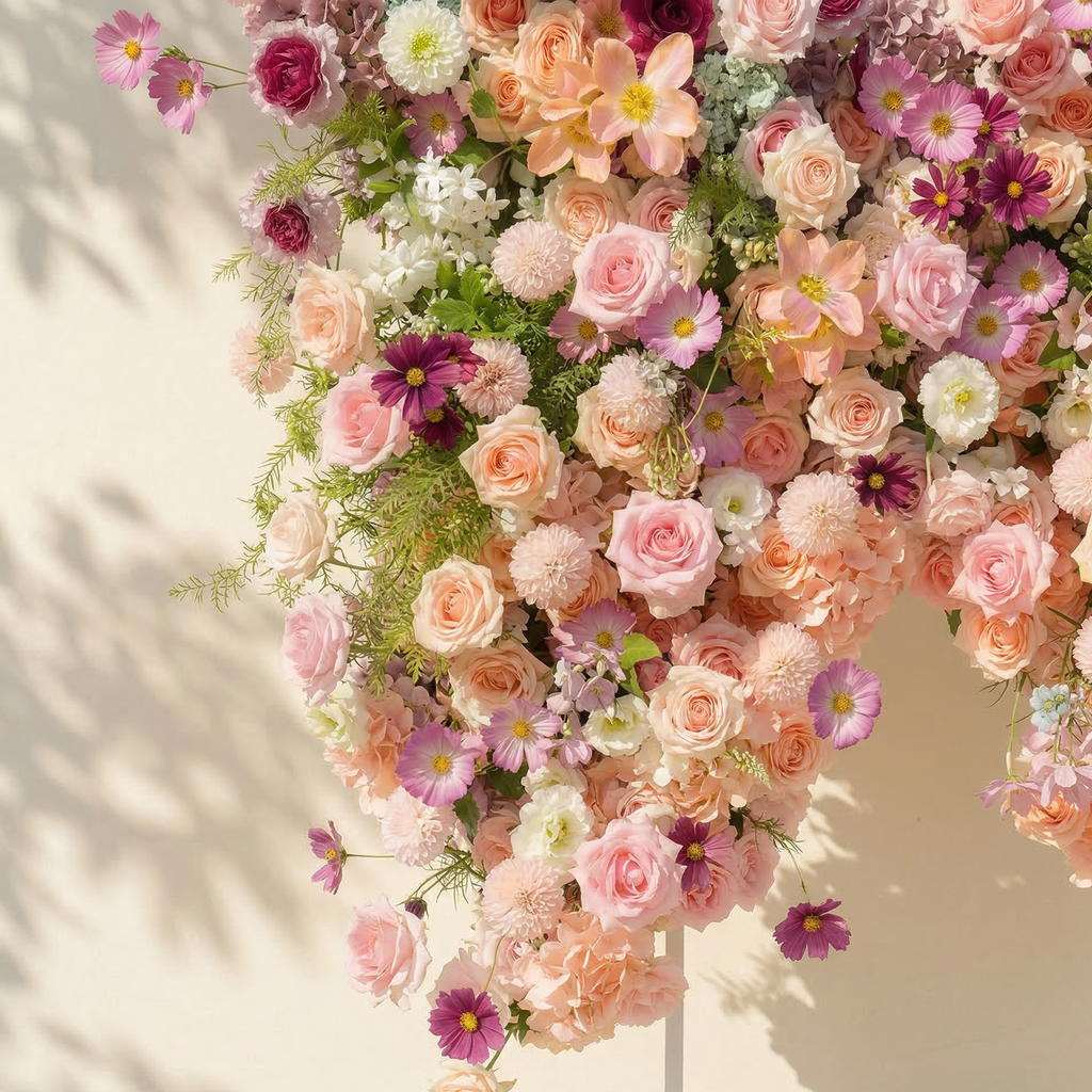 Lumeria | Exquisite Blush & Berry Butterfly-Shaped Flower Wall for Luxury Events & Parties Backdrop | Shipping Included