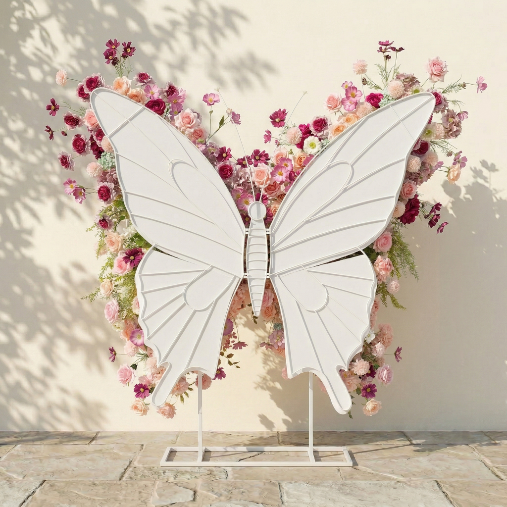Lumeria | Exquisite Blush & Berry Butterfly-Shaped Flower Wall for Luxury Events & Parties Backdrop | Shipping Included